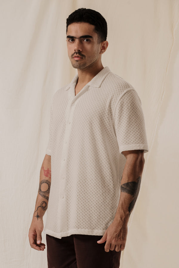 Camisa tejida beige