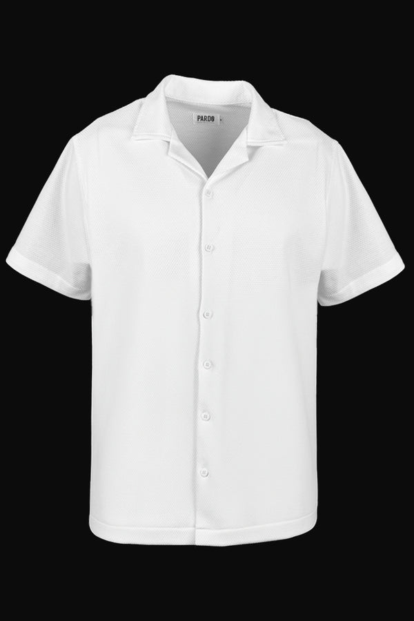 Camisa tejida mini rombos marfil