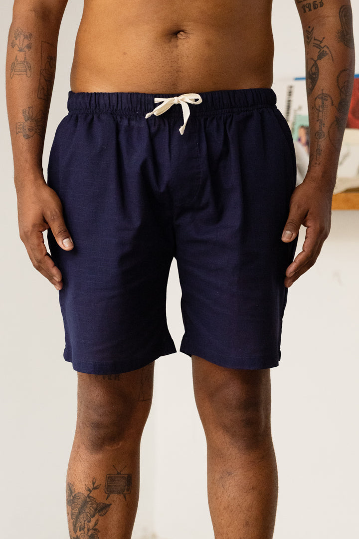 Short lino azul