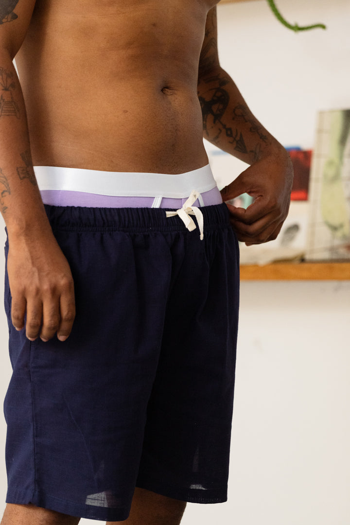 Short lino azul
