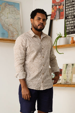 Short lino azul