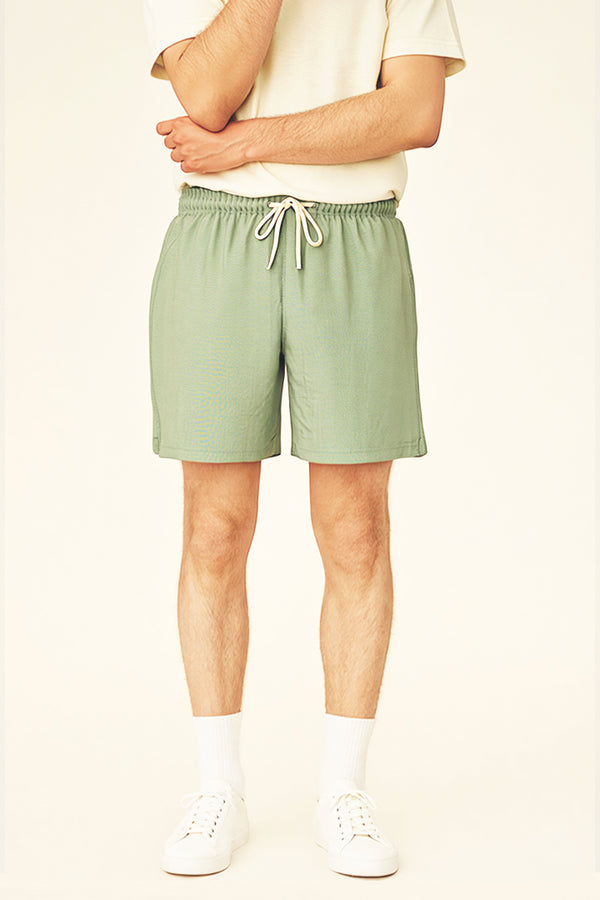 Short lino verde eucalipto