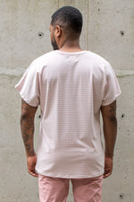 Camiseta una pieza blanca rayas rosa